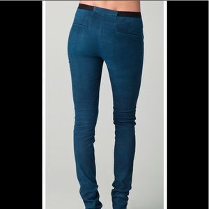 Helmut Lang Pants - Helmut Lang Teal Genuine Leather Suede Leggings Helmut Lang Pants - Helmut Lang Teal Genuine Leather Suede Leggings